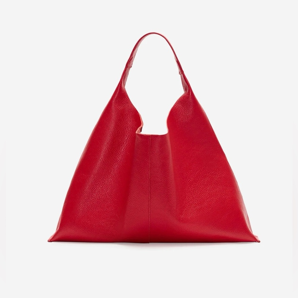 NEW Marcella NYC Kelly Italian Leather Tote - Red Pebble - Women's Tote Bag